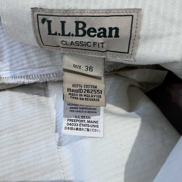 Men’s L.L.Bean WF Dress Chino Plain Front Classic Fit Khaki Pants Sz W36 L33 - Picture 3 of 4